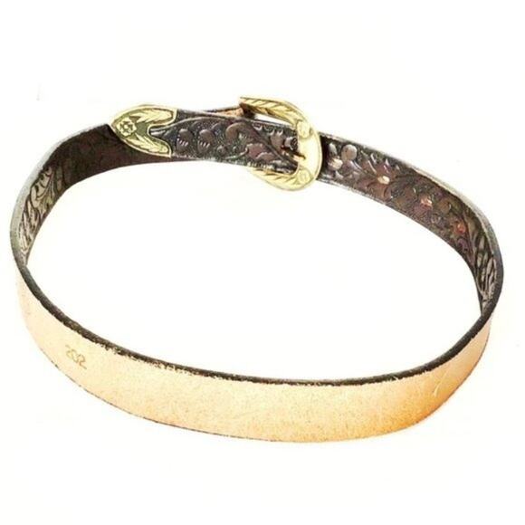 Major Belt Vtg Oak Leaf Acorn Tooled Leather Belt sz 24 Top Grain Cowhide main image 3
